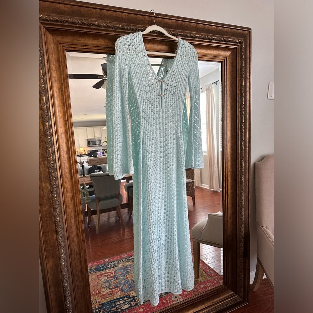 Mishka NWT blue crochet dress